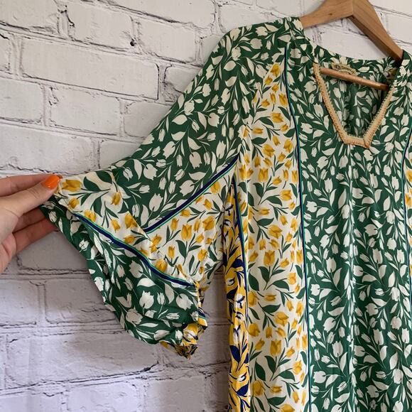 Democracy Tunic Blouse Small- Vintage Floral Boho Patchwork Hippie Flowy Casual - Picture 3 of 6
